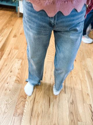 Vervet High Rise Uneven Hem Jeans - The Southern Loft
