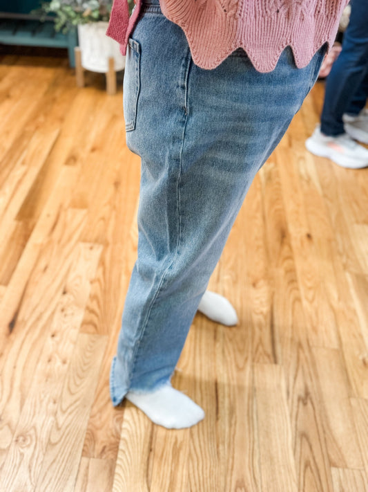 Vervet High Rise Uneven Hem Jeans - The Southern Loft