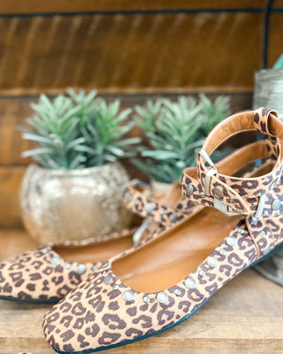 Walk on the Wild Side Studded Ankle Strap Flats - The Southern Loft