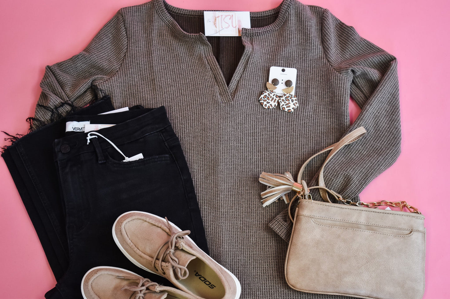 Waving Goodbye Waffle Knit Top - The Southern Loft