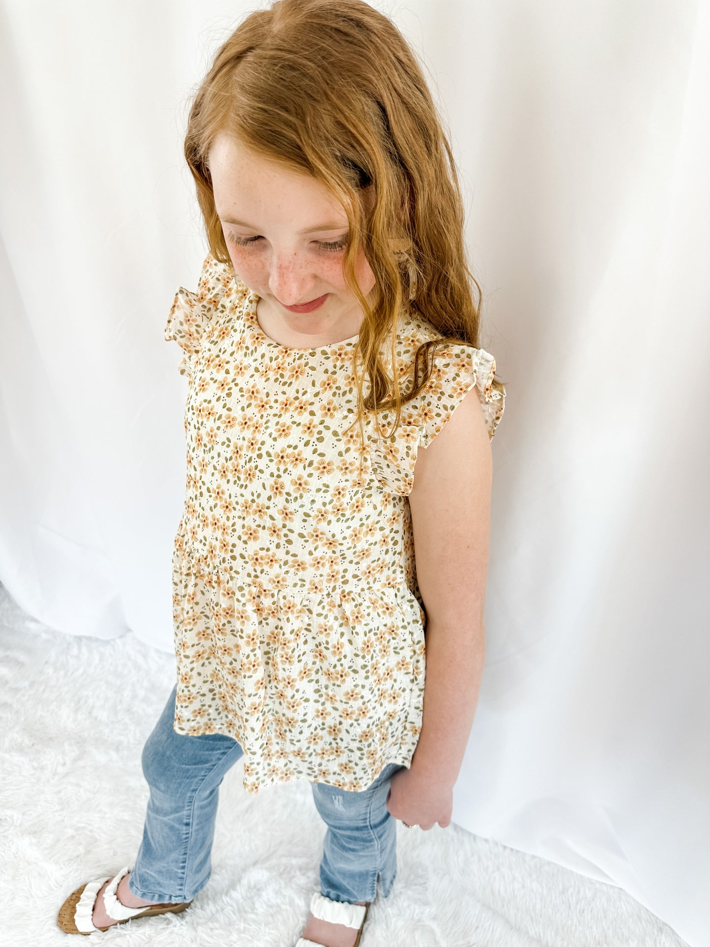 Girl's Embroidered Floral Top