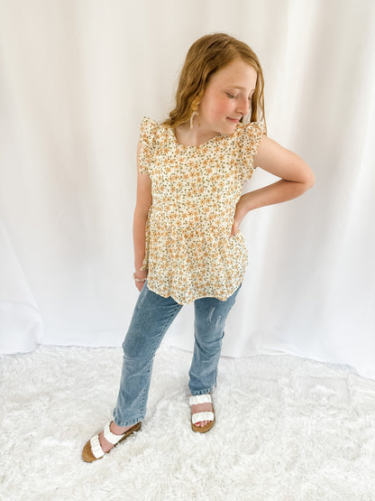 Girl's Embroidered Floral Top