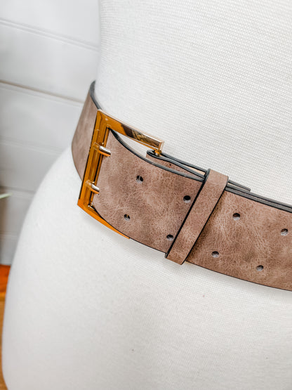 Faux Leather Double Buckle Belt