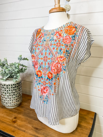Falling for You Floral Striped Top