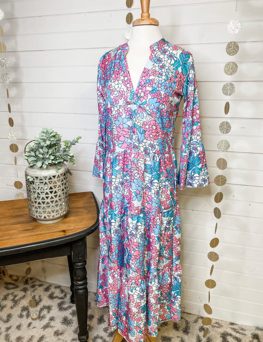 Floral Bell Sleeve Maxi Dress