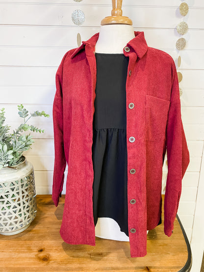 No Limitations Corduroy Shacket