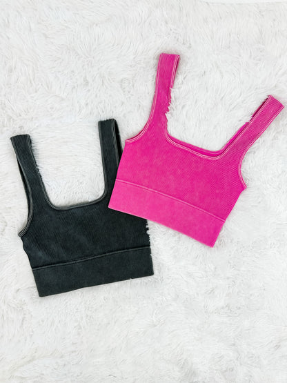 Stop The Music Ribbed Crop Tank Top