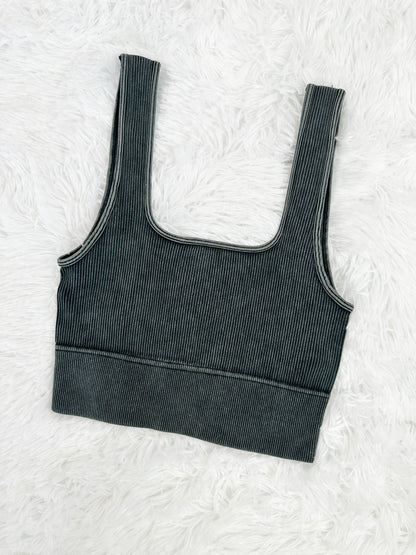 Stop The Music Ribbed Crop Tank Top
