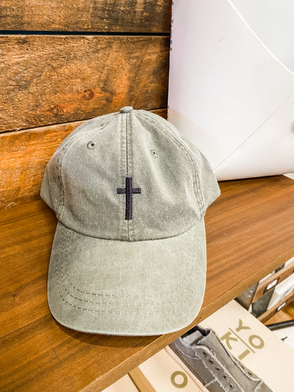 Thread Embroidered Cross Hat