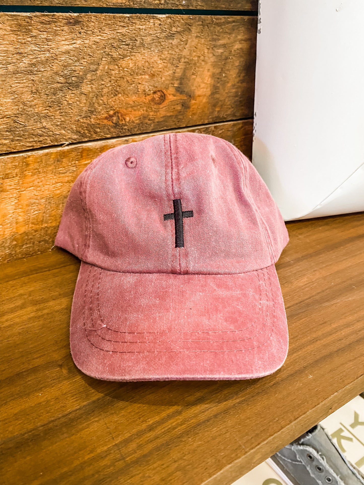 Thread Embroidered Cross Hat