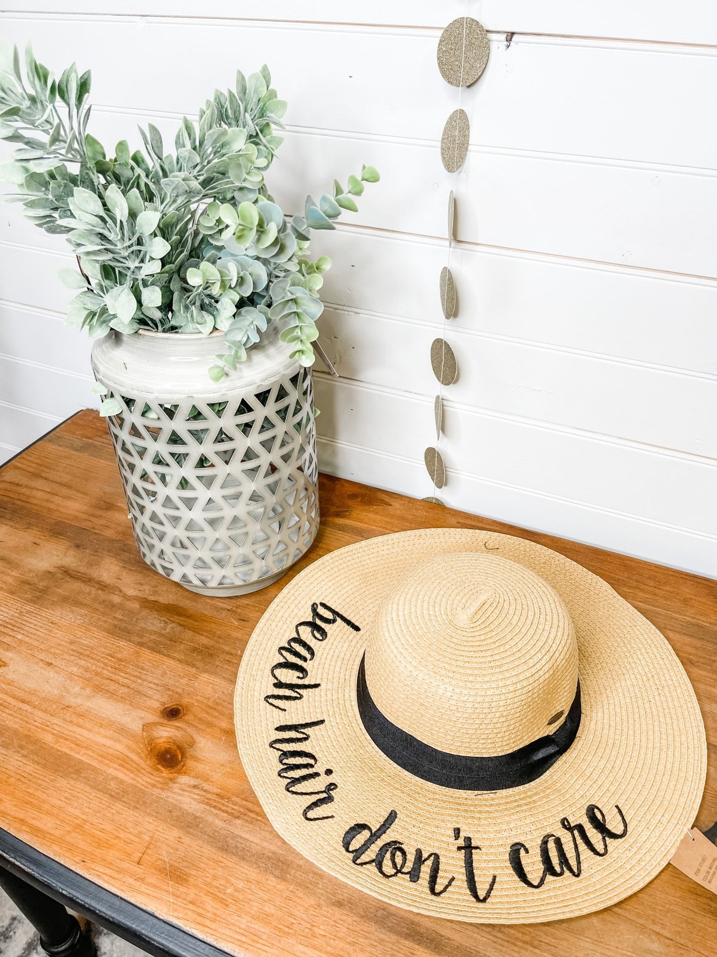 Straw Wide Brim Sun Hat - beach hair don't care