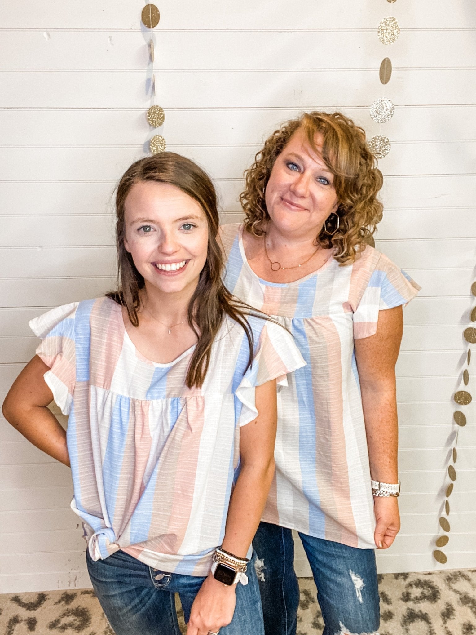 a striped ruffle sleeve style top